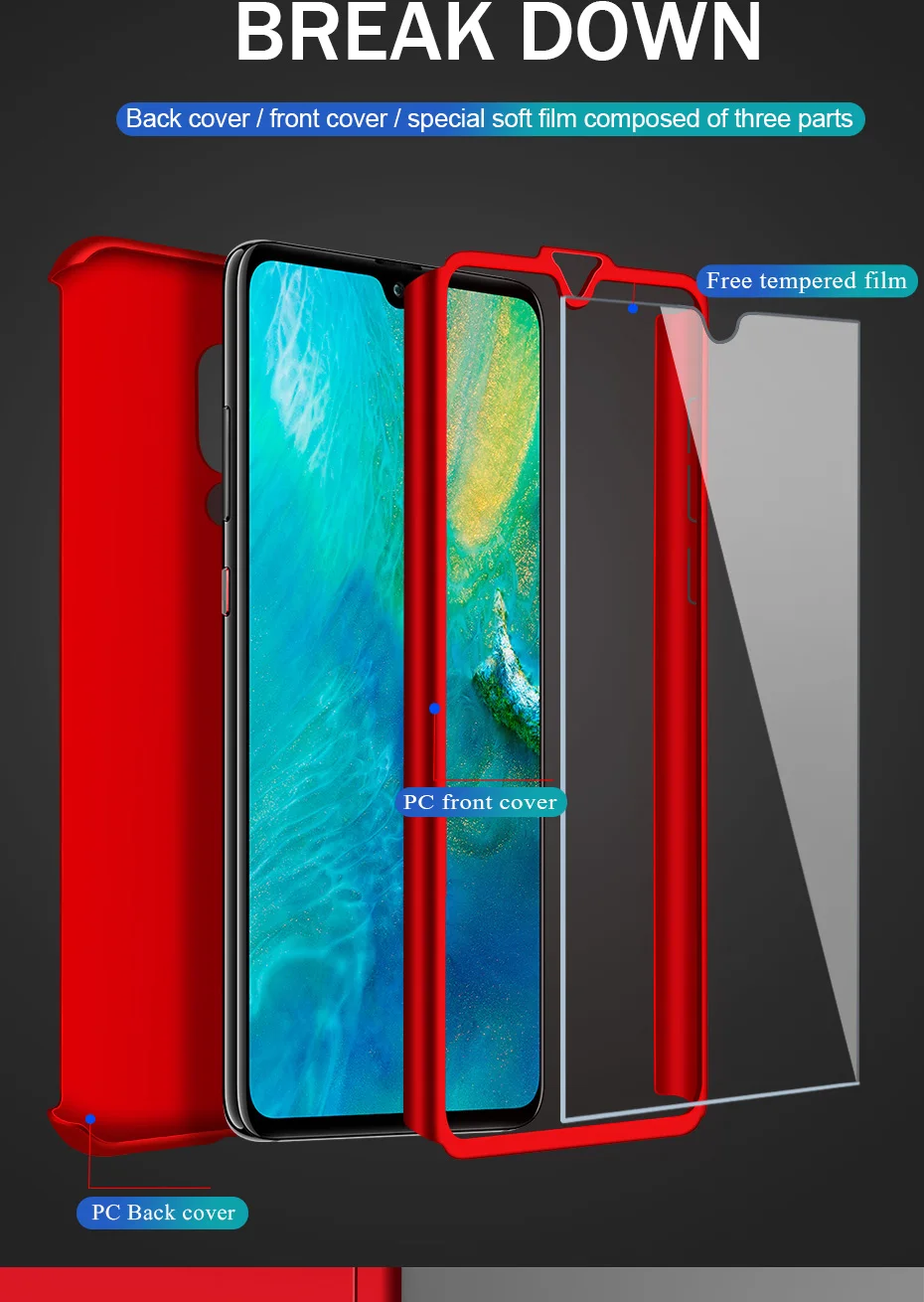 360 полная крышка для телефона для huawei P30 Pro P Smart плюс P10 P20 P30Lite для Коврики 8 9 10 20Lite 30Pro 20X Стекло пленка, чехол для телефона