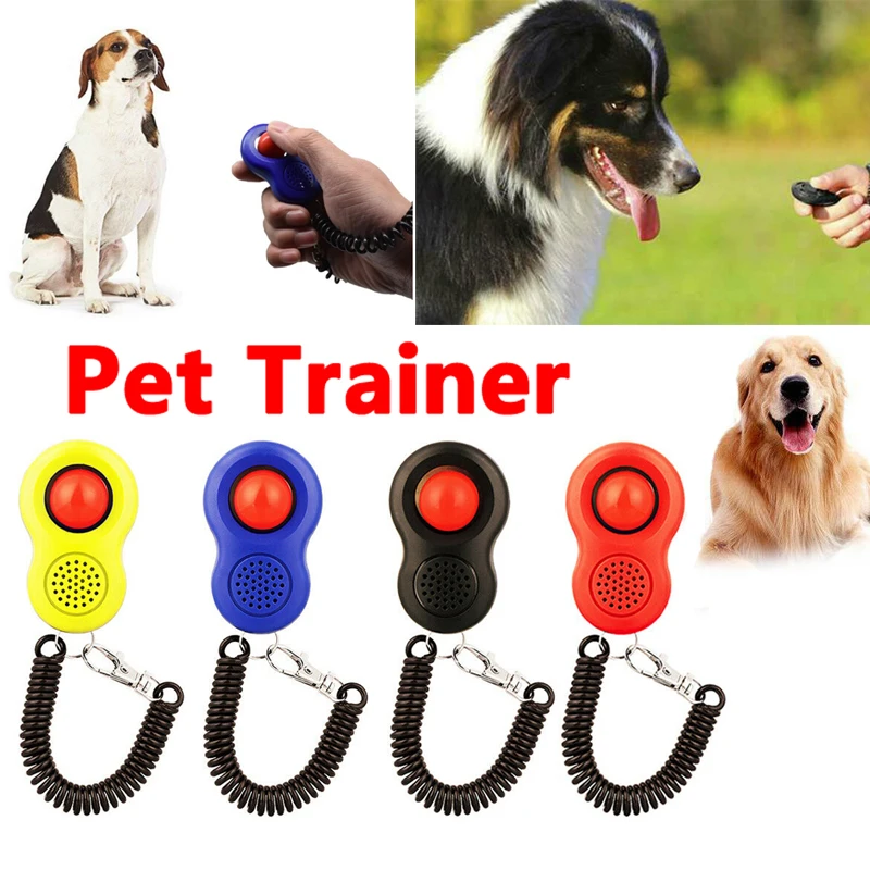 

Pet Dog Cat Button Training Clicker New Dogs Click Trainer Obedience Aid Wrist Strap Adjustable Sound Key Chain 4 Colors