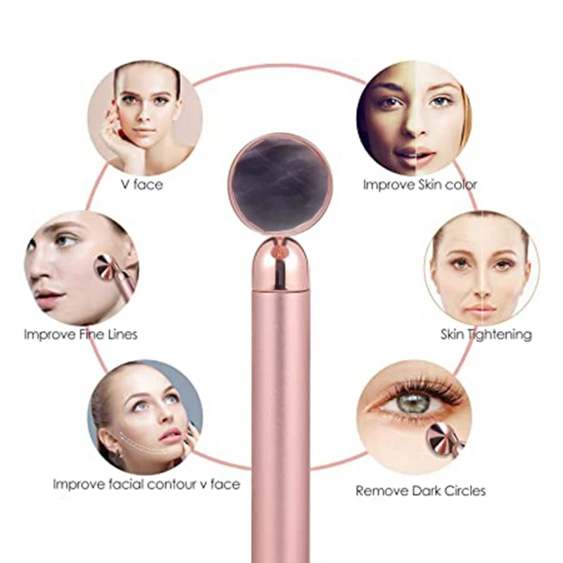 

2PC Black Jade Roller Face Massager with Beauty Bar Face Massager Natural Round Jade Electric Facial Massage Tools