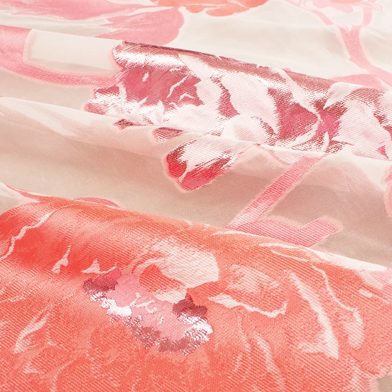 

145cm wide autumn new style hollow style pink high-end jacquard dress skirt fabric dress fabric