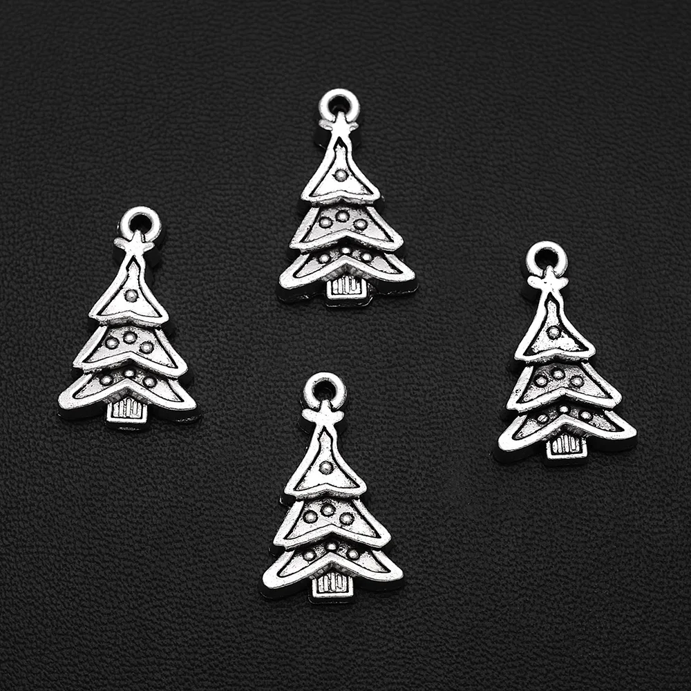 

10pcs/Lots 14x23mm Antique Silver Plated Christmas Tree Charms Winter Pendants Fashion Talismans Jewelry Supplementary Material