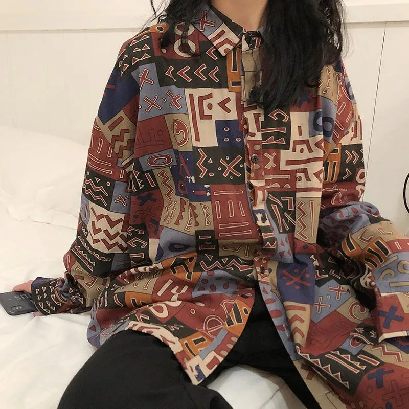 Новая свободная женская блузка в стиле Харадзюку С Длинным Рукавом и