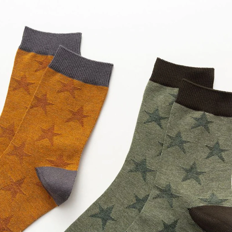

5 Pairs lot Cotton Men Socks High Cew Socks Star Soft Funny Casual Socks Fashion Colorful Male Hosiery Men's Size 39-45