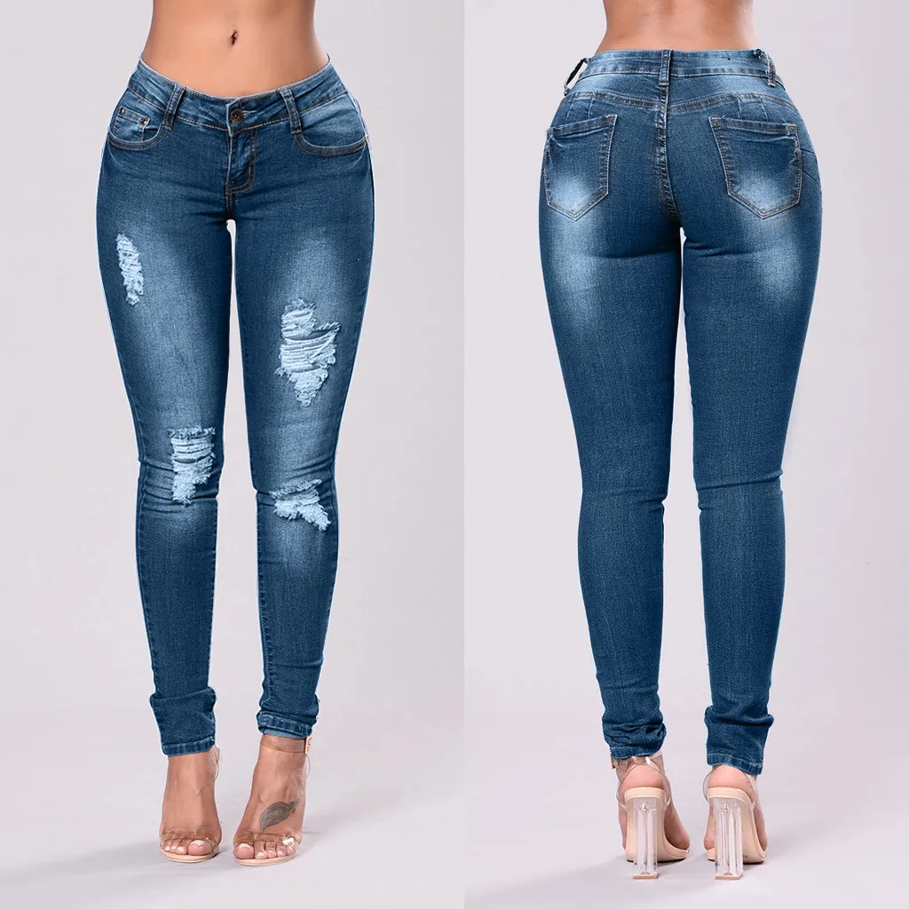 

Женские узкие джинсы с дырками, эластичные облегающие брюки до щиколотки, джинсы для женщин, быстрая доставка, новинка 2021