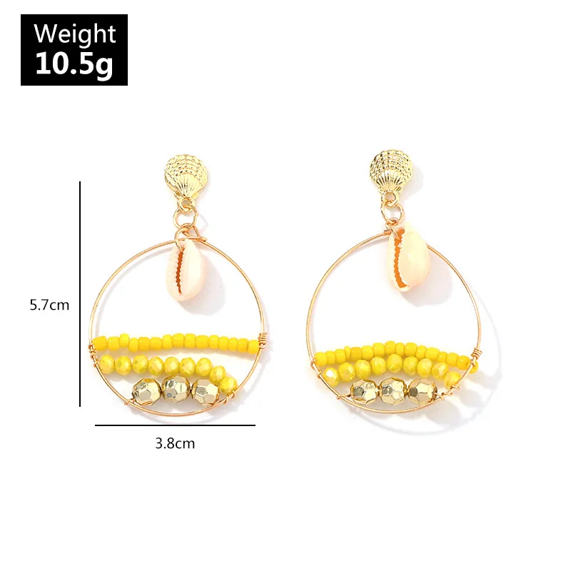 

Bohemian Stone Beads Dangle Earrings For Women Handmade Water Drop Gold Circle Earring Jewelry Vintage Party Gift