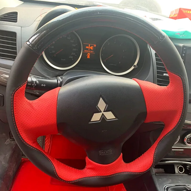 

For Mitsubishi lancer Lioncel Outlander ASX Eclipse DIY hand-sewn leather car steering wheel cover