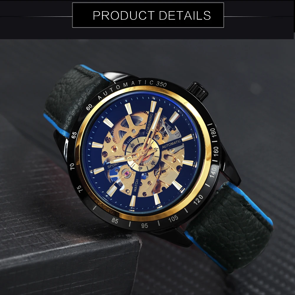 FORSINING Спорт Для мужчин s часы от топ бренда роскошные скелет автоматические для
