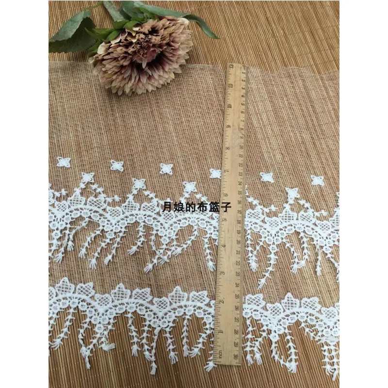 White double-layer tassel three-dimensional flower mesh embroidery clothing lace accessories 30 cm wide | Дом и сад