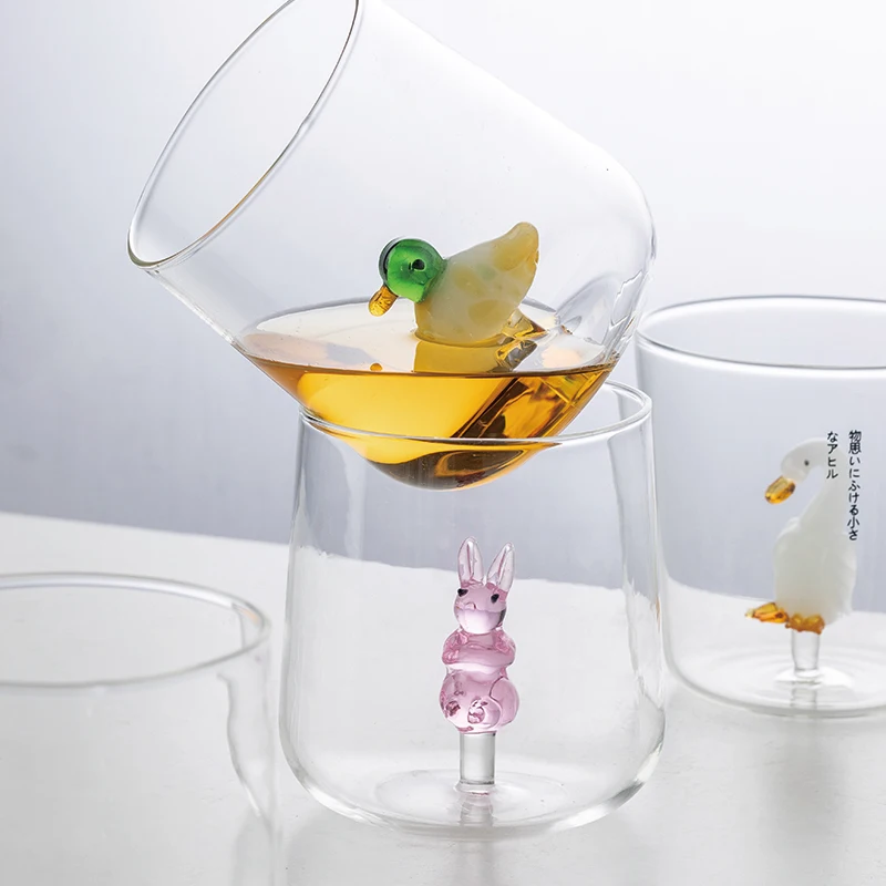 

300/400ml Borosilicate Glass Water Cup 3D Animal Office Coffee Juice Cup Party Restaurant Beer Cup Creative Gifts