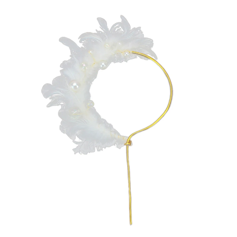 Кольцо с перьями и искусственным жемчугом украшение для торта романтическое