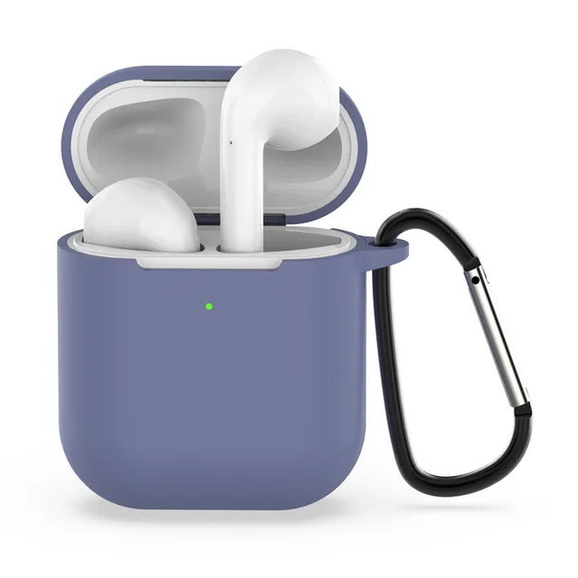 Чехол для наушников Airpods 2 защитный чехол карабин-брелок для ключей силиконовый Bluetooth чехол для наушников коробка аксессуары пряжка - Color: Blue