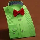Мужская классическая рубашка на пуговицах, зеленая, белая, черная, розовая рубашка с длинным рукавом для свадьбы,