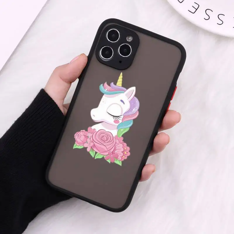 

Cute Cold Funny Unicorn Horse Phone Cases Matte Transparent for iPhone 7 8 11 12 s mini pro X XS XR MAX Plus cover funda