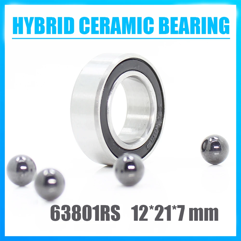 63801 Гибридный керамический подшипник 12*21*7 мм 1 шт. двухрядный герметичный угловой