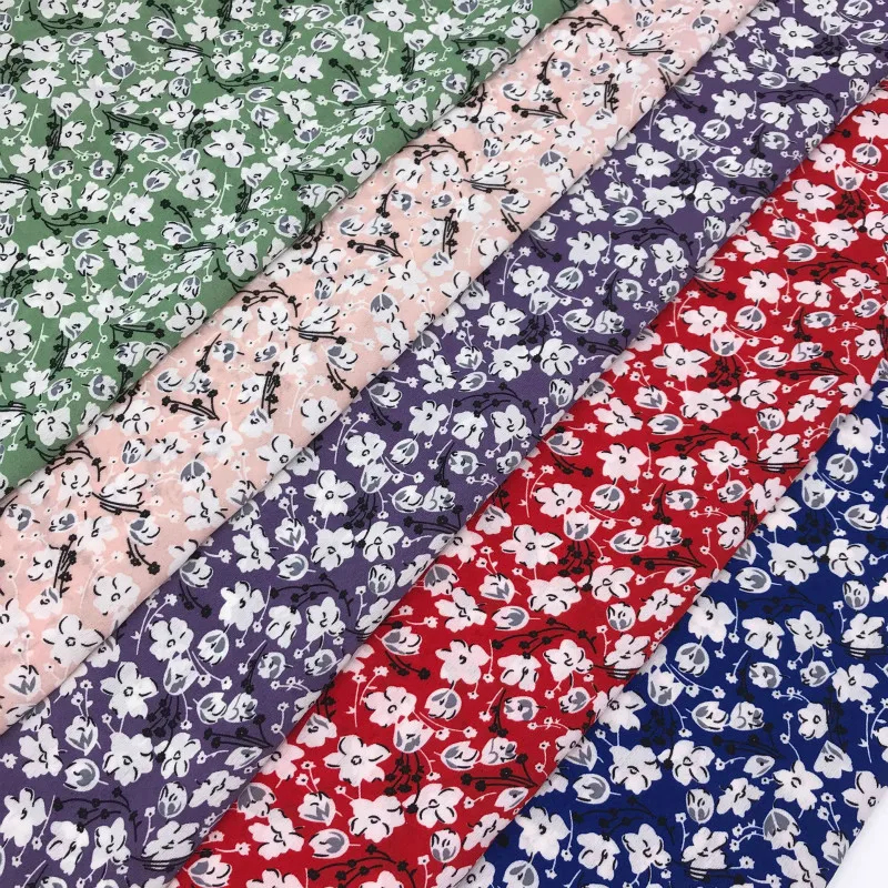 

Серия с маленькими цветами, шифоновая ткань с рисунком, 100x150 см, чистый полиэстер, шифон, материал для шитья, лоскутное летнее платье