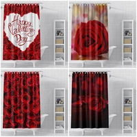 red rose shower curtains pink flowers bathroom curtain waterproof polyester bath curtain with hooks bathroom decor