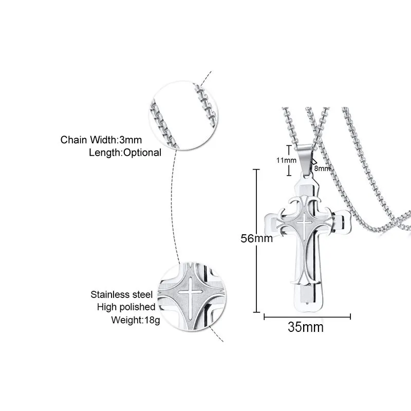 SUNNERLEES 316L нержавеющая сталь Иисус Христос крест ожерелье со свисающими бусинами