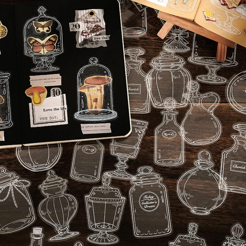 

20 pcs /Bag Clear Glass and Perfume Bottles Decorative Stickers for Bottles Households
