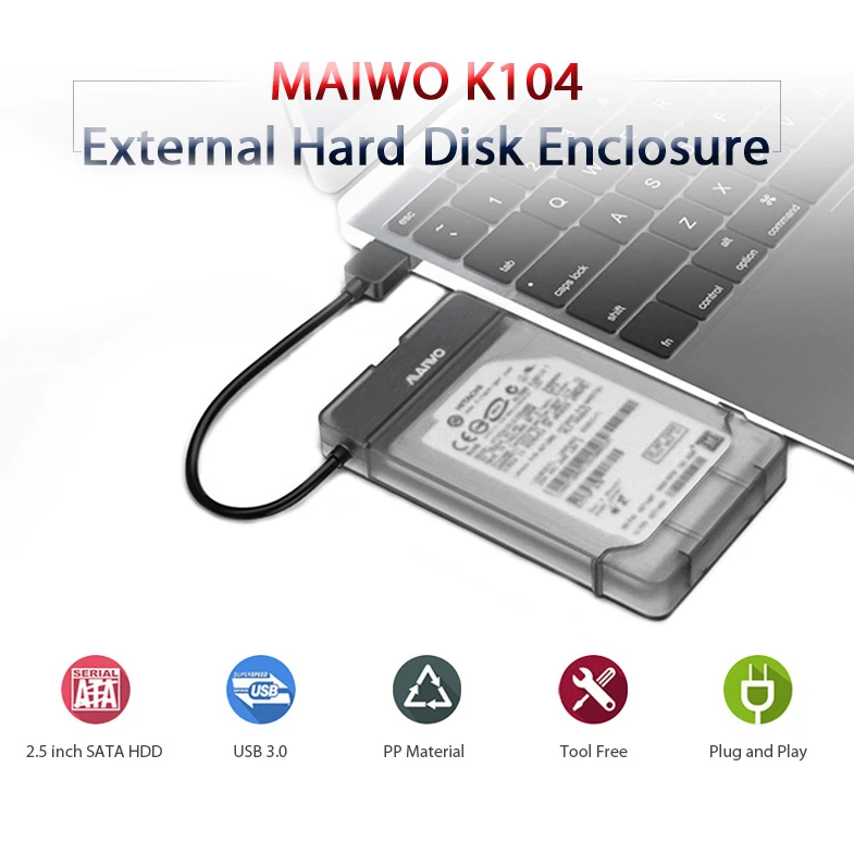 Корпус для жесткого диска Maiwo K104 Usb 3 0 на Sata Поддержка 2 5 дюйма Ssd шт. белый и черный |