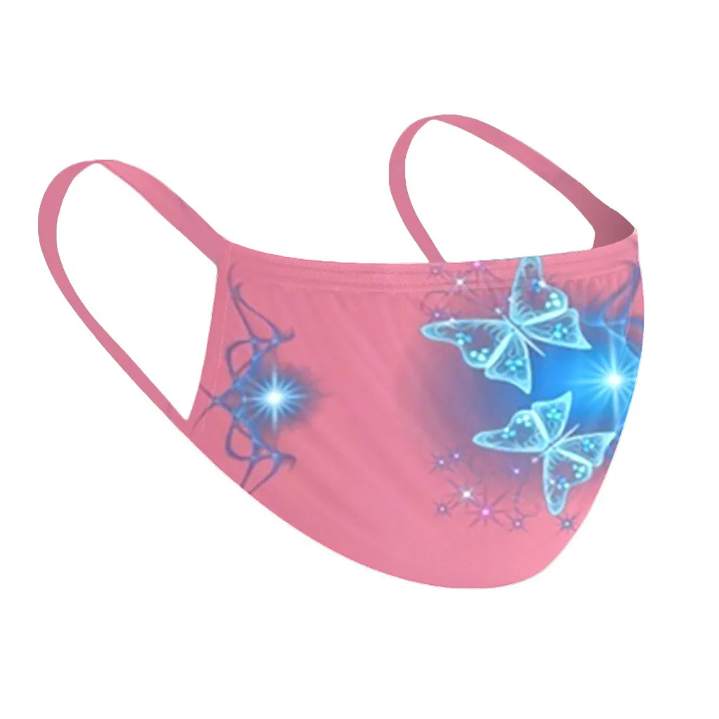 #35 взрослая защитная маска моющаяся с принтом бабочки хлопковая модная для лица