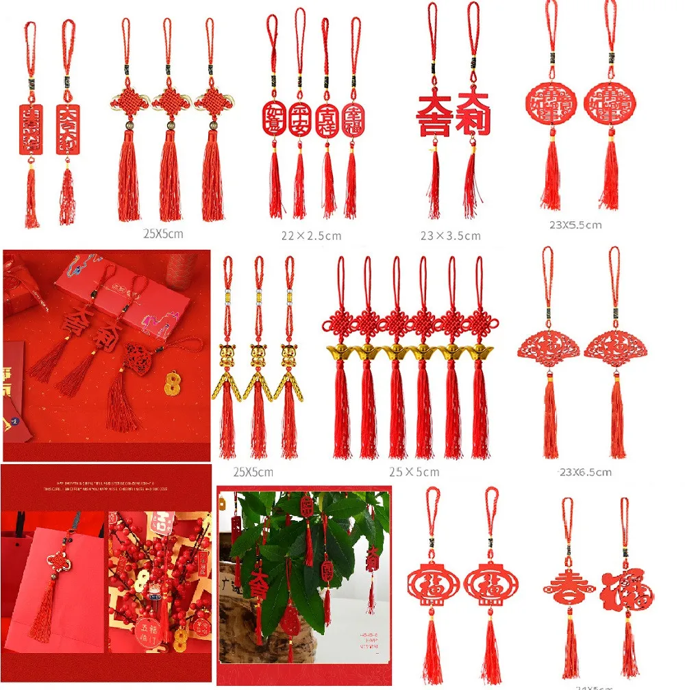 

2022 Chinese Year Of The Tiger New Year Spring Festival Decorations Chinese Knot Small Pendant Tree Lantern Ornaments Diy Decor