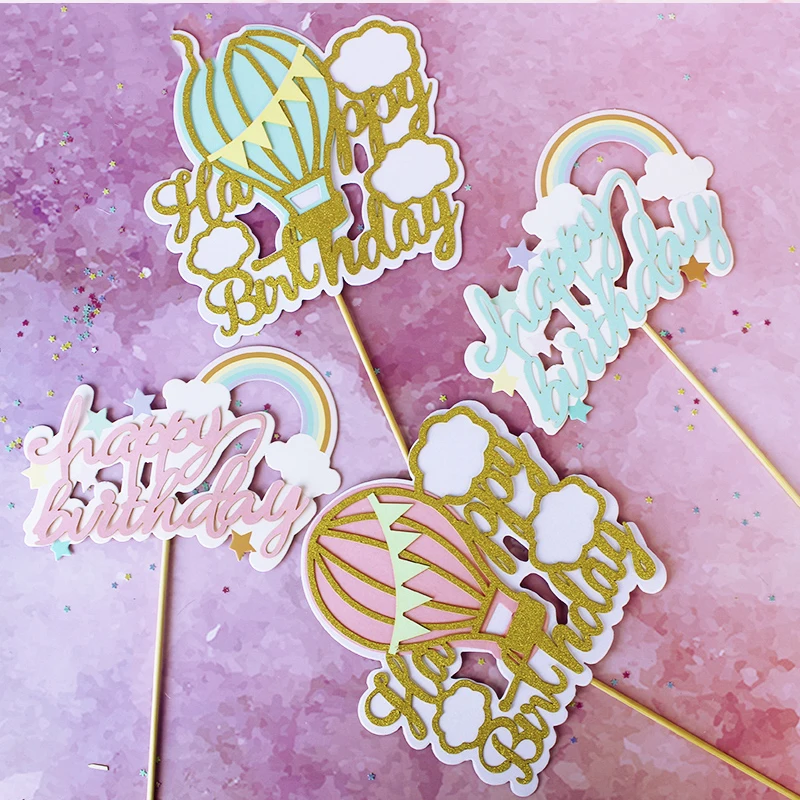 Романтические воздушные шары радужные топперы торты на день рождения флаги