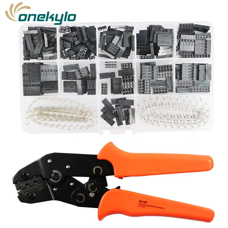 

SN-28B JST Dupont crimp tool 0.25-1mm²/23-17AWG 620pcs 2.54mm dupont cable jumper wire Pin Header Housing terminals clamp kit