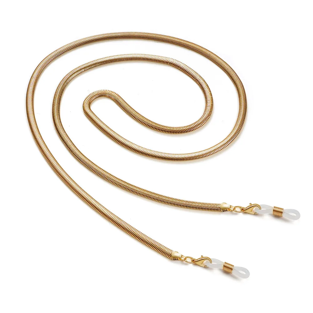 Цепочка для очков чтения модный ремешок со змеиным звеньем золотистый