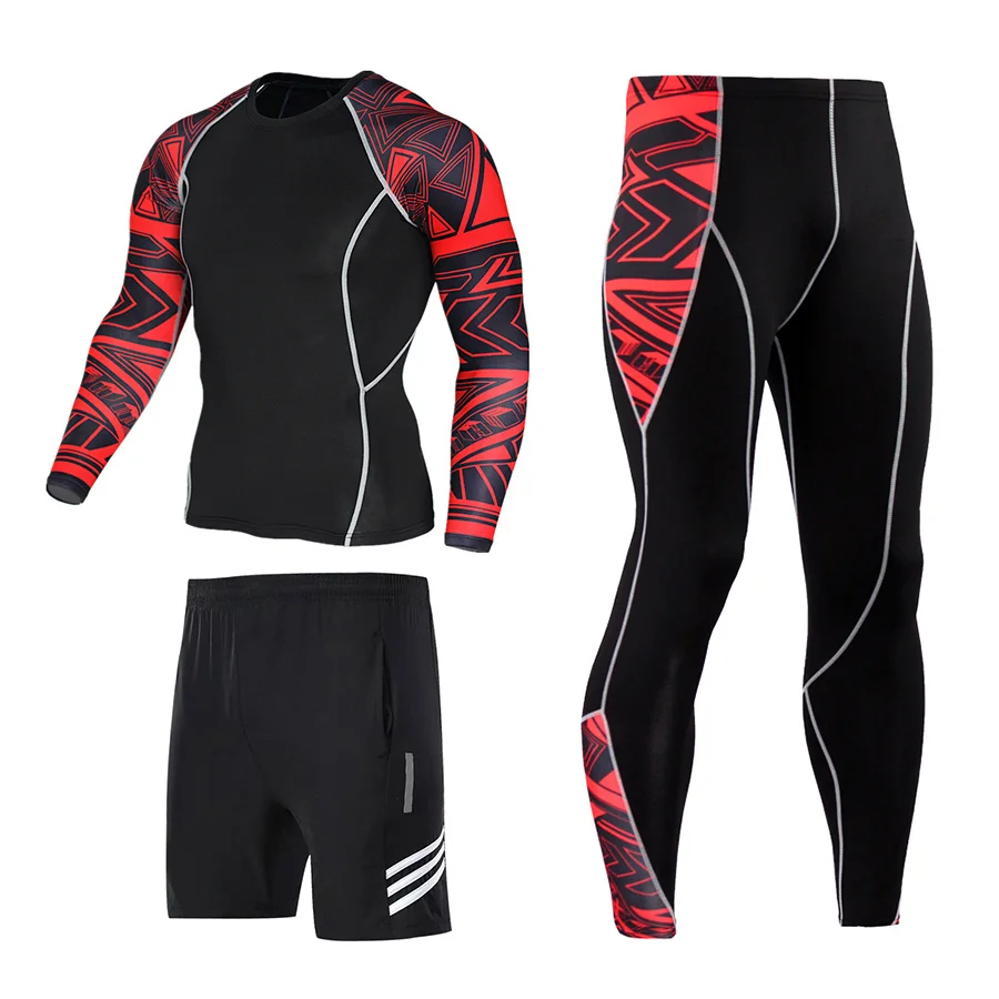 Комплект из 3 предметов мужской спортивный костюм для тренировок компрессионная