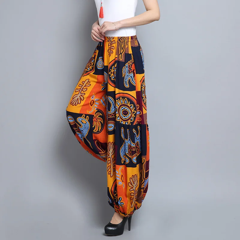 

Summer new printed bloomers casual High waist wide-leg pants women harem pants yoga pants trousers women pants women harajuku