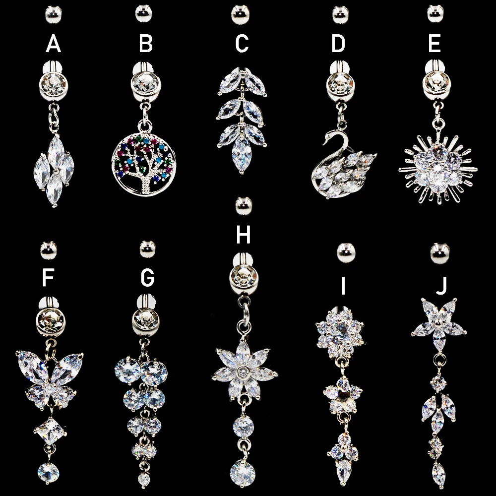 Серьга из хирургической стали для пирсинга тела ювелирное изделие с цирконом