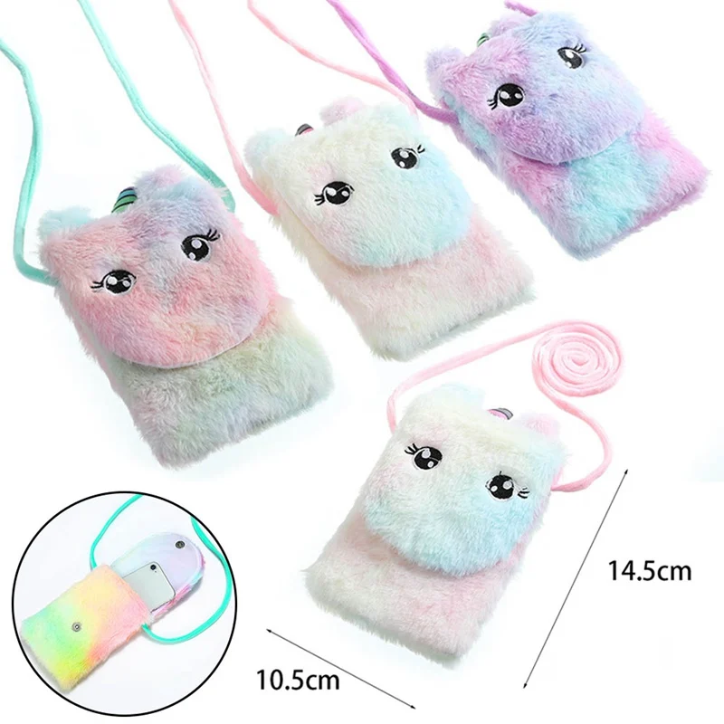 

New Cute Plush Cartoon Coin Purse Unicorn Crossbody Bags For Girls Mini Handbag Baby Messenger Bag Women Phone Pouch Kids Gifts