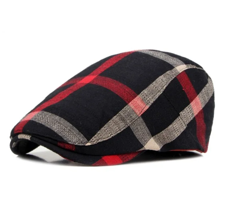 

CEQING057 Trend cotton plaid trucker cap for men British summer women breathable berets cap Sun hats Casquette gorras