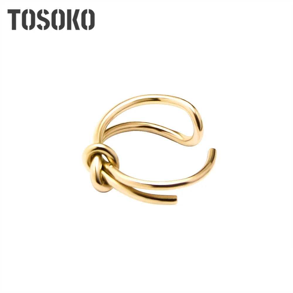 

TOSOKO Stainless Steel Jewelry Line Double Twist Knot Open Ring Women's Fashion Ring BSA050