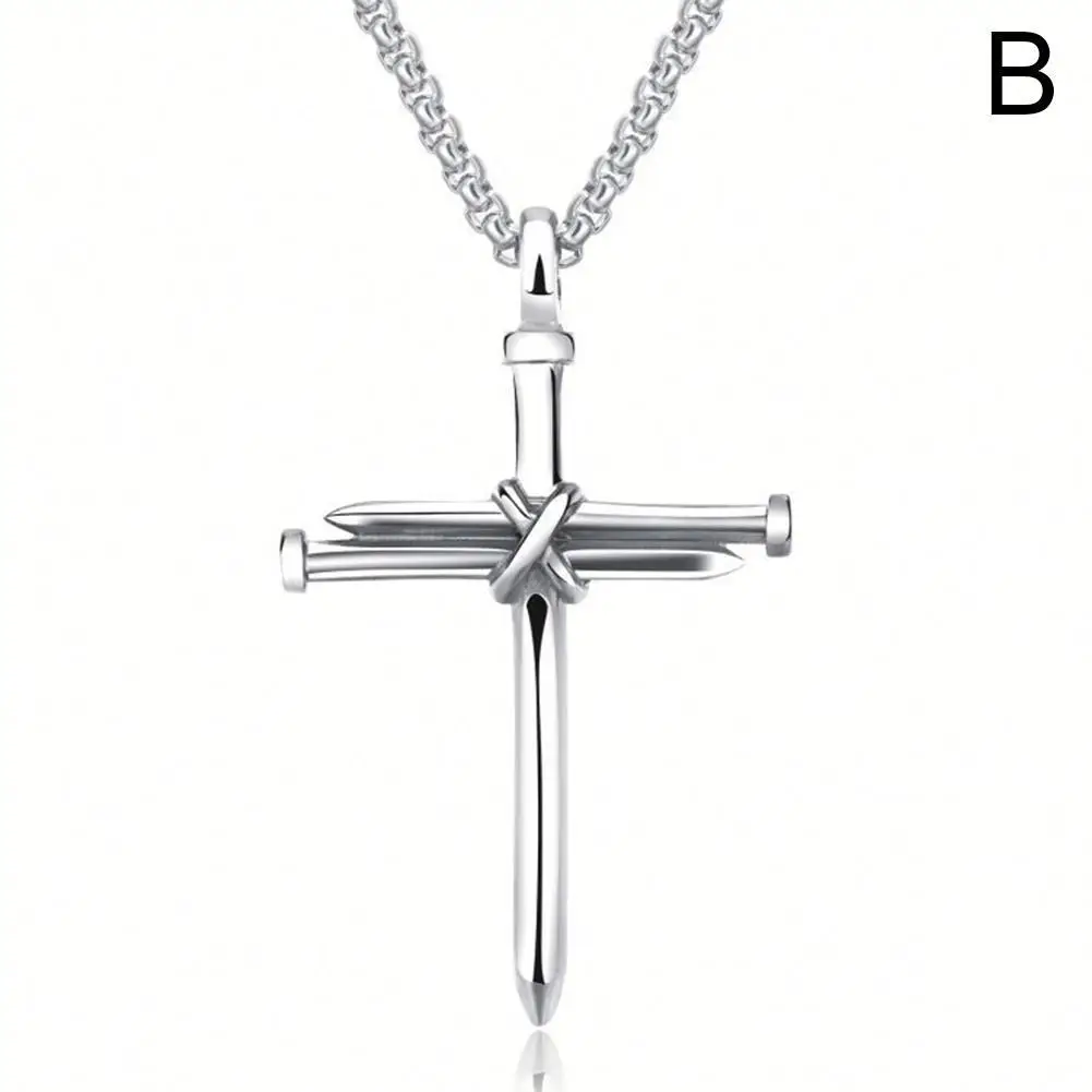 

Fashion Steel Cross Gold Silver Color Necklace Necklaces Men Jewelry Pendant Long Gift Crystal For Women Vintage Q8B9