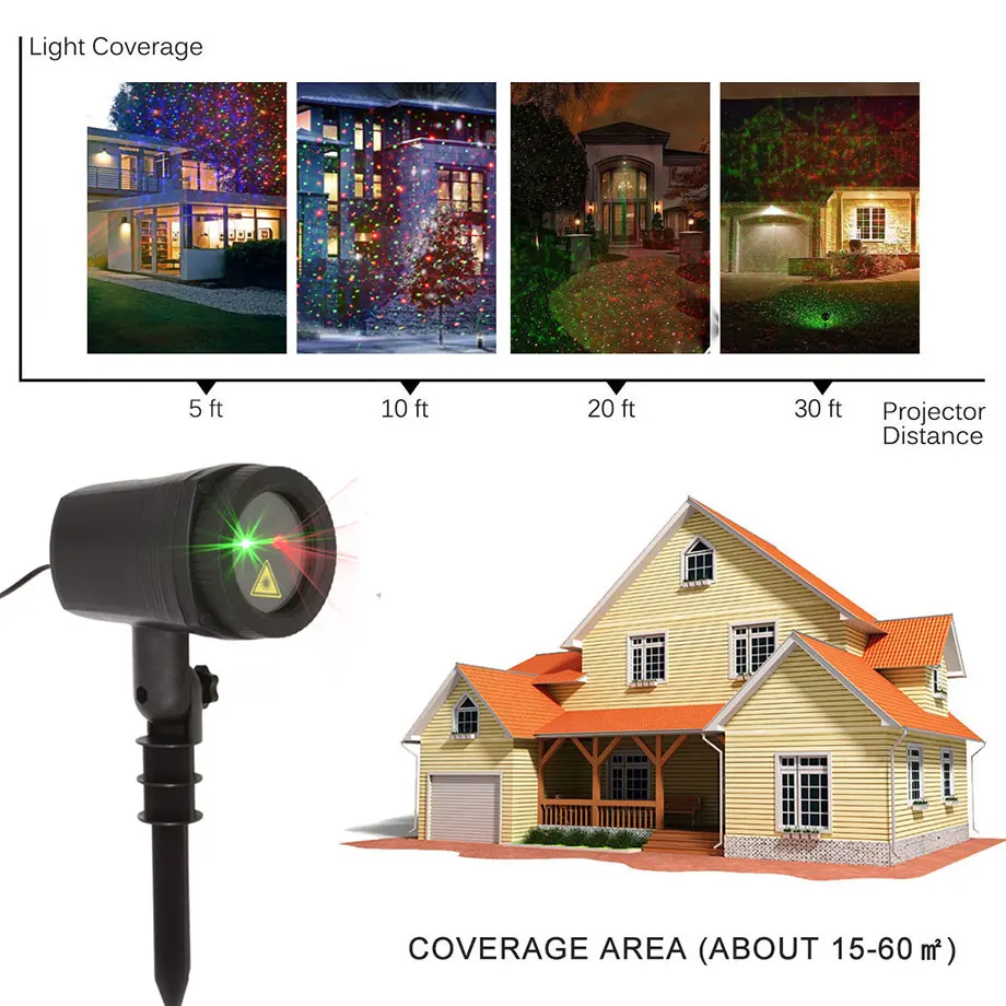 Наружное рождественское Лазерное освещение домашний сад лужайка проектор
