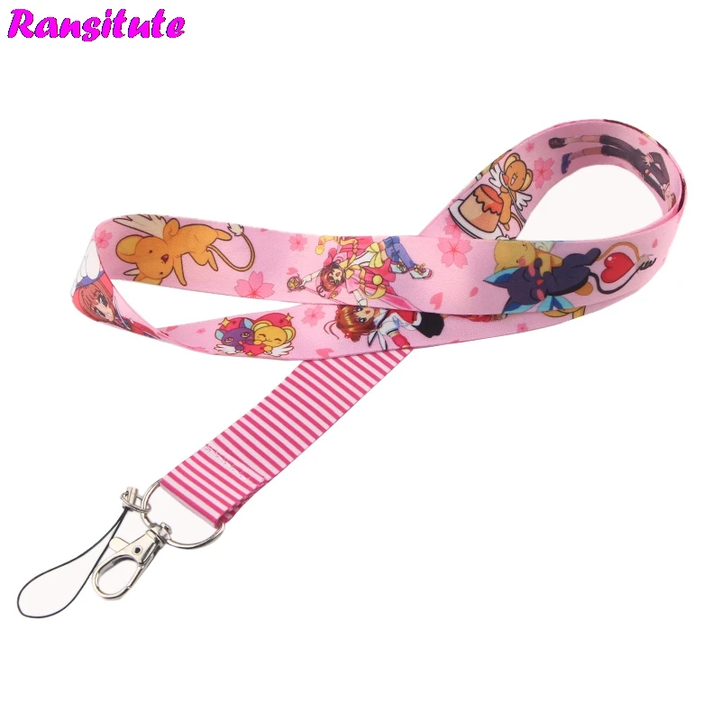 Ransitute держатель для карт Sakura lanyard key ID Card ремень для мобильного телефона USB держатель для бейджа DIY lanyard rope R585