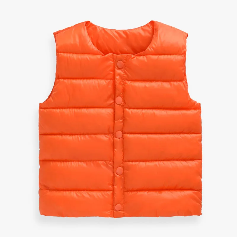 Детский жилет мягкий теплый пуховый с круглым воротником для мальчиков и девочек