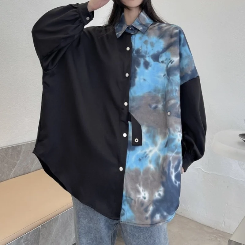 Женская рубашка в стиле Харадзюку панк готическая Черная блузка топ новинка