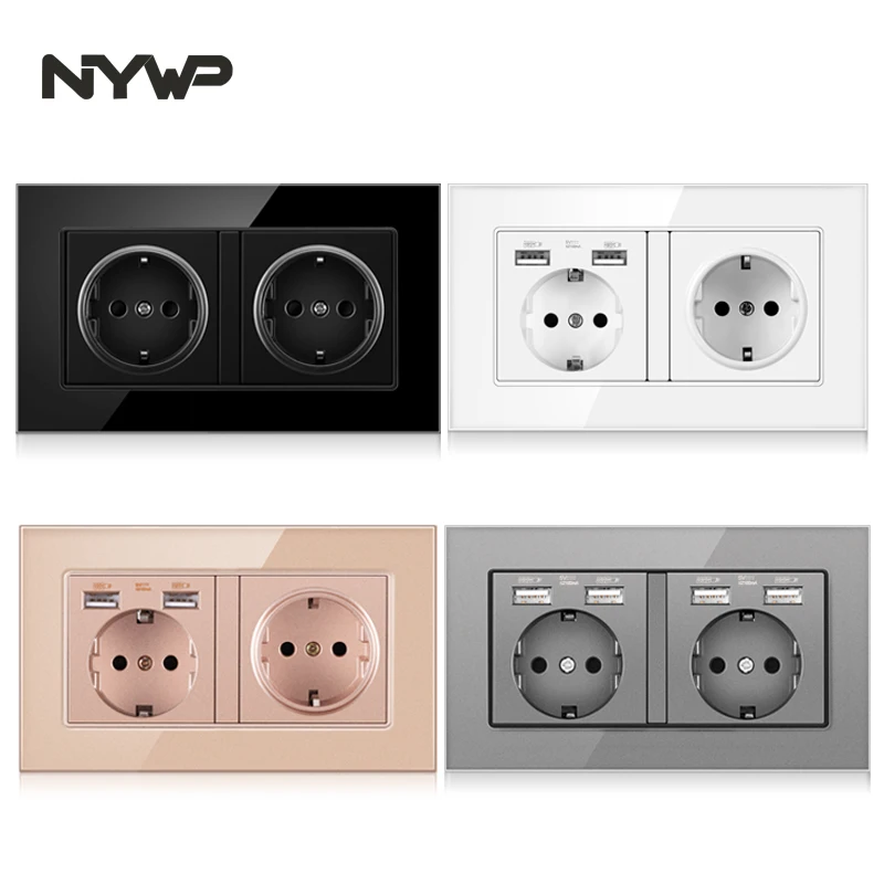 Настенная стеклянная панель NYWP 16 А розетка питания многоштепсельная вилка