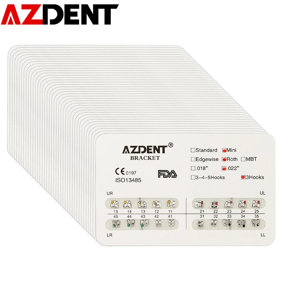 20 упаковок стоматологических ортодонтических металлических скобки AZDENT Mini