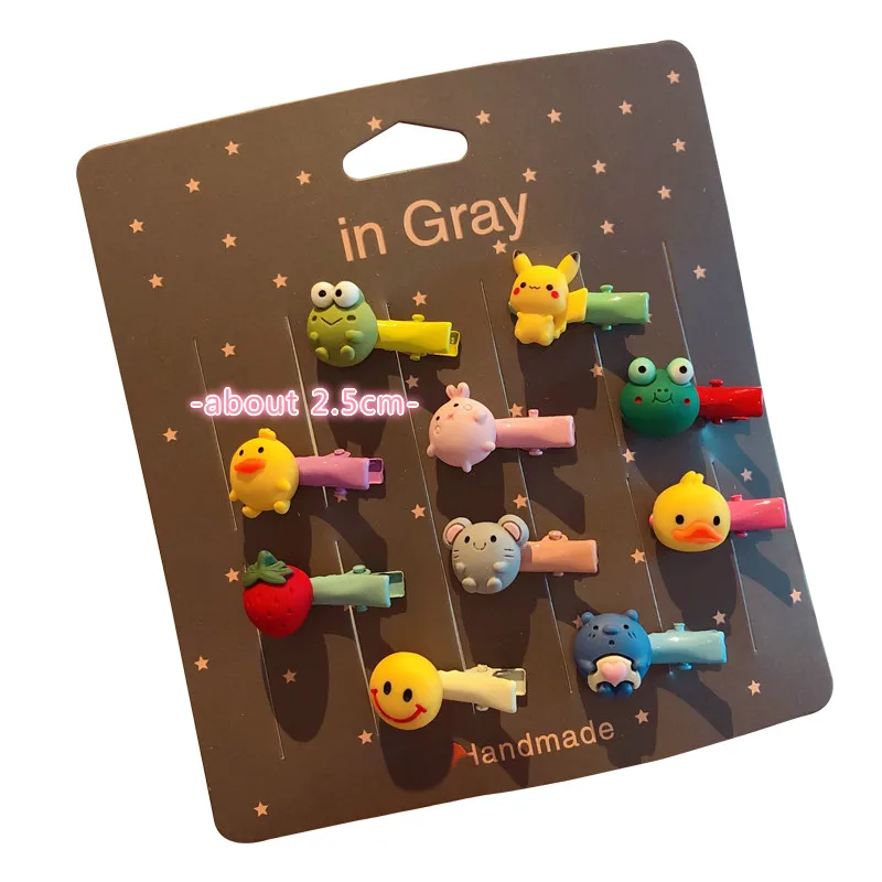 

New Children Cute Cartoon Fruit Flower Cartoon Ornament Hair Clips Girls Baby Mini Hairpins Kids Hair Accessories 10 Pcs/box