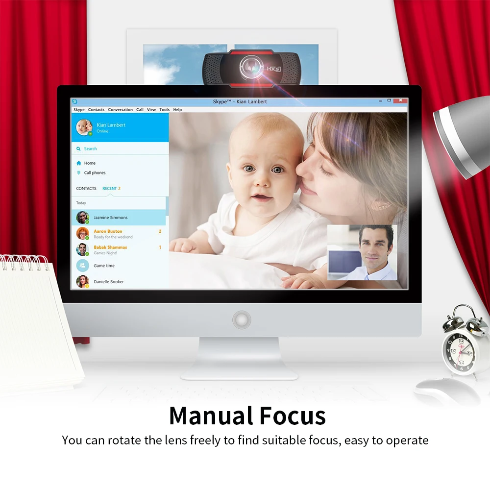 Веб камера HXSJ S20 высокой четкости с ручной фокусировкой Компьютерная встроенный