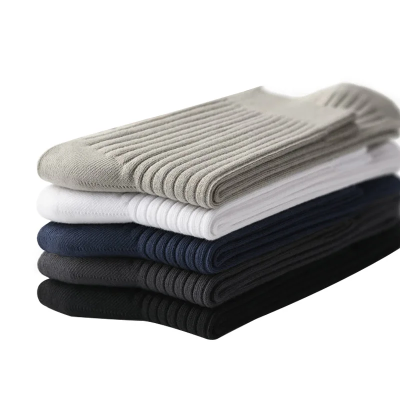 Men Cotton Socks Set 5 Pairs Black Medium Socks Male Business Socks Sports Breathable Long Socks Comfort Large Man Socks Hose