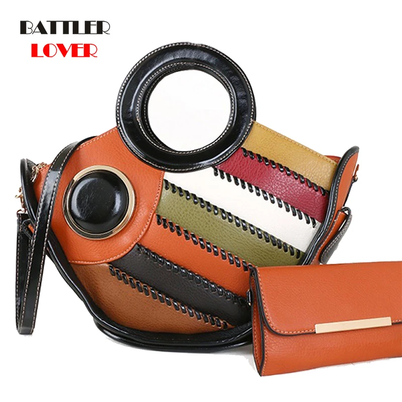 

Women Round Saddle Leisure Bag Women's Colorful Patchwork Shoulder Cross Strap Handbag Crossbody Office Ladies With Purse 2021