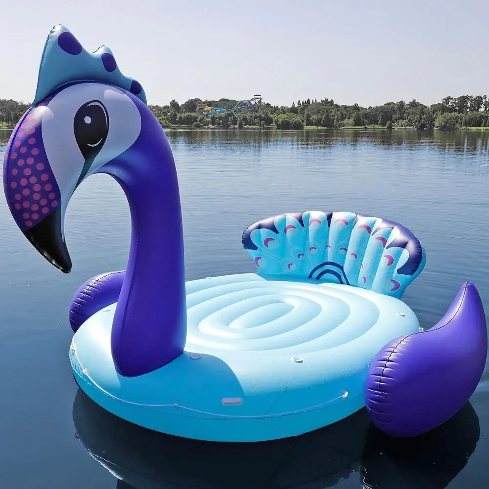 

6 person Huge Inflatable Peacock Pool Floating Boat Giant Swimming Float Air Mattresses Lounge for Summer Party Lake Water Toys