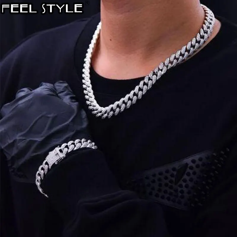 Цепочка мужская под золото 13 мм украшение из кубинской панцирной цепи Майами с