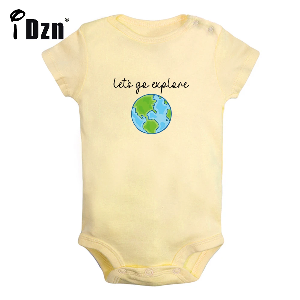 

Let's Go Explore Earth Cute Baby Bodysuit Newborn Fun Printed Clothing Baby Boys Rompers Baby Girls Short Sleeves Jumpsuit