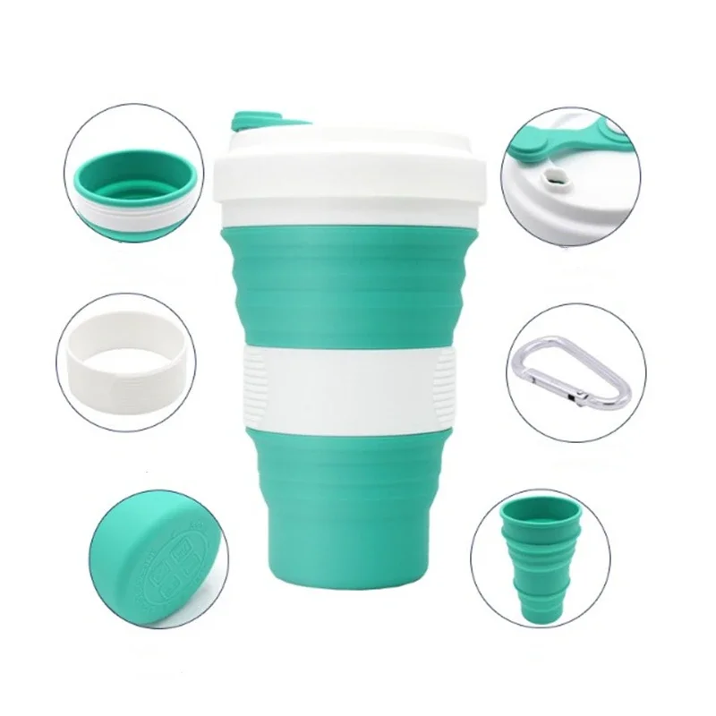 

Food Grade Silicone Coffee Cups With Straw BPA FREE 550/750ML Water Cup Outdoors Camping Hiking Foldable Water Bottle