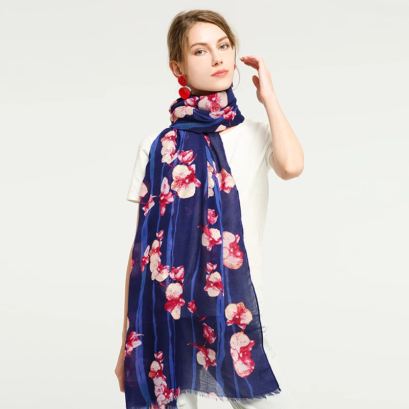 

2020 New Fashion Autumn And Winter Women Blended Printing Beach Scarf Chiffon Shawls Headband Female Wraps Sunscreen Hijab